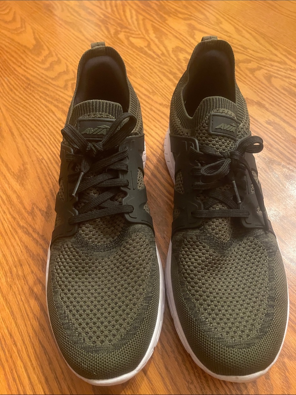 Avia Olive Green and Black Knit Athletic Sneakers